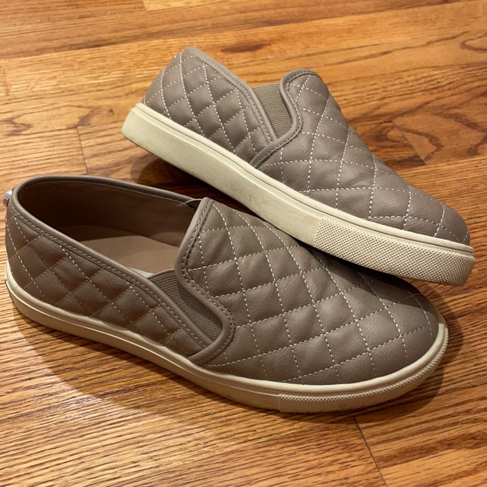 Grey Steven madden slip ons